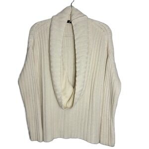 Fabiana Filippi Cream Ribbed Knit Cowl Neck Sweater M/L Oversized Boxy Lagenlook